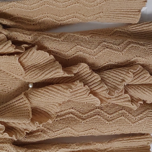 Y2K Textured Open Cardigan Women's S/M Ruffled Collar *Flaw-Button - Picture 5 of 7